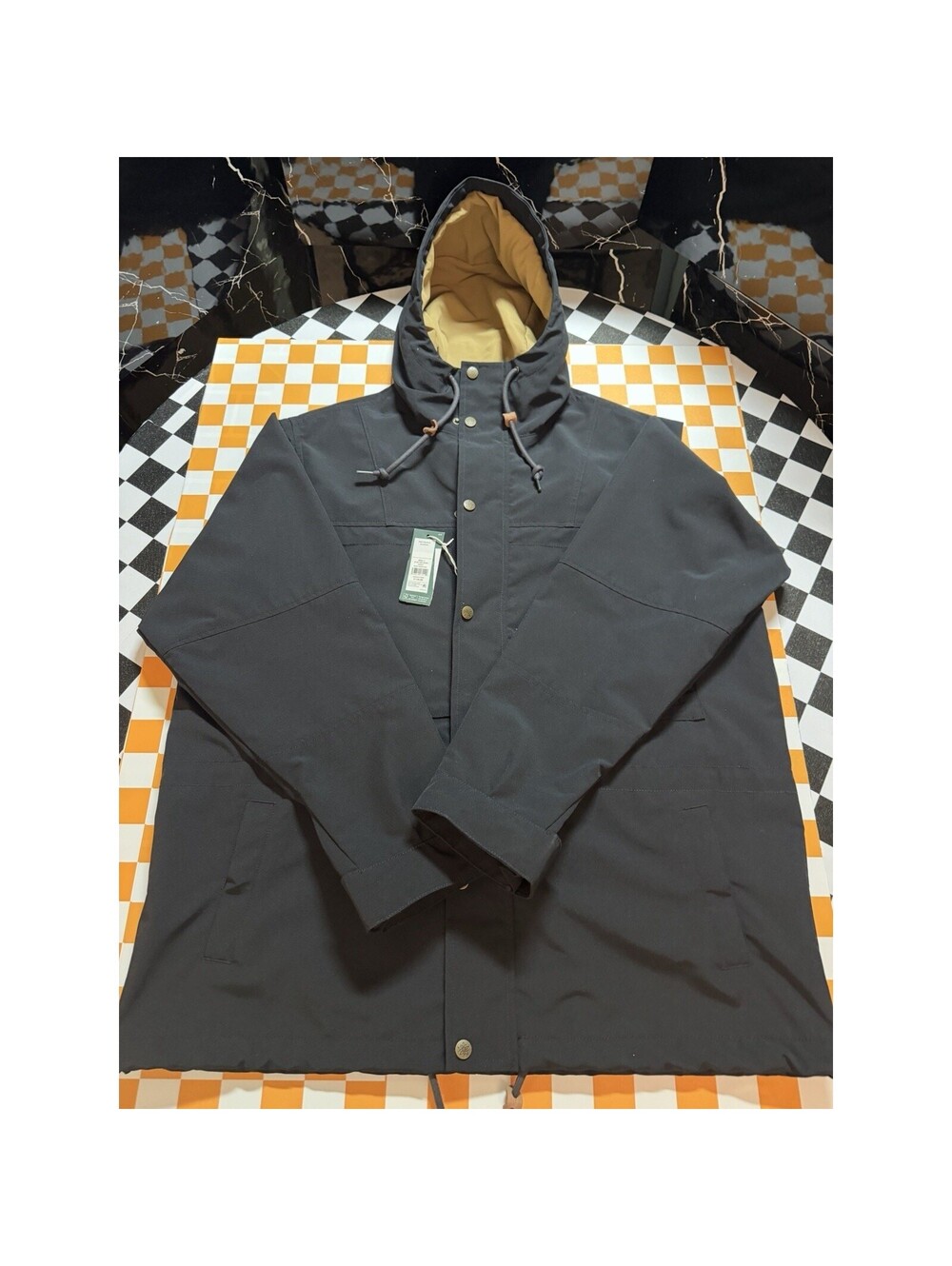 Alpine Design Sport Jacket Mens L Black Hood Rain WInd Water Resistant $128 NWT